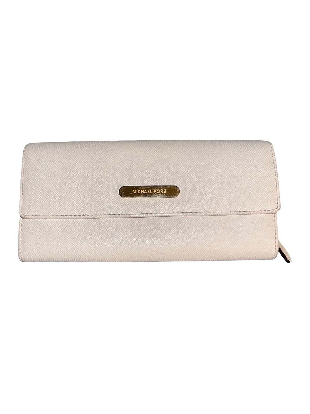 Michael Kors Jet Set Travel Large Saffiano Leather Snap Front Wallet Cream